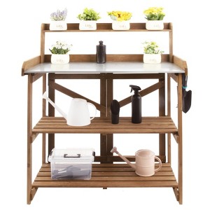 Generic Folding Potting Bench Table,Outdoor Potting Bench Garden Wooden Potting Table - 1 of 4