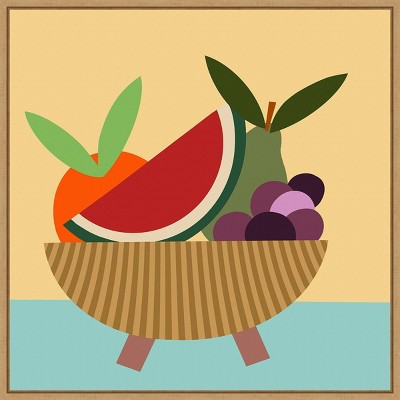 Regina Morre 30"x30" Colorful Geometric Fruit Bowl Framed Canvas Wall Art