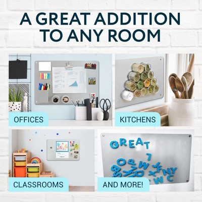 Silver Metal Magnetic Memo Board for Wall - 17.5 x 12 Inches