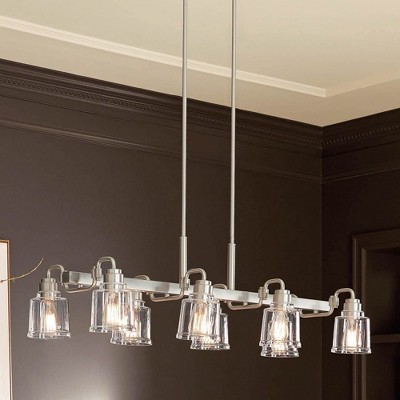 Aivian Nickel Textured 8-Light Industrial Chandelier with Clear Glass