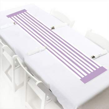 Big Dot of Happiness Purple Stripes - Petite Simple Party Paper Table Runner - 12 x 60 inches