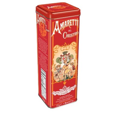 Amaretti Chiostro di Saronno Crunchy Amaretti Cookies Tower Tin 6.17 Oz.