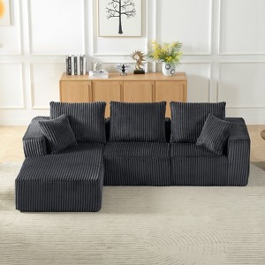 Dolonm L-shaped Modular Combination Sofa,Deep Seat Corduroy Sofa with Armrests, Compressed Boneless Sofa, No Assembly,for Living Room,Bedroom - 1 of 4