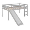 CAVINAS Twin Size Solid Wood  Loft Bed with Slide & Ladder & Fence,Low Bed Frame for Kids Room,Bedroom - 3 of 4
