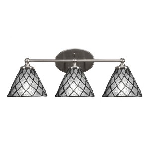 Toltec Lighting Capri 3 - Light Vanity in  Brushed Nickel with 7" Diamond Ice Art Glass Shade - 1 of 2
