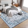 Area Rug Non Slip Low Pile Vintage Non-Shedding Floor Mat Oriental Floral Throw Rugs Indoor Soft Carpet - 2 of 4