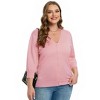 Women's Plus Size V-Neck Cardigan Casual 3/4 Sleeve Knit Button Down Open Front Sweater - 2 of 4
