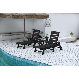 Okak Outdoor Chaise Lounge Chair with 5-Position Adjustable Back,1PC/2PCS Extra Wide HDPE Lounger with Wheels for Deck,Backyard,Poolside - 1 of 4