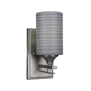 Toltec Lighting Uptowne 1 - Light Sconce in  Aged Silver with 4" Gray Matrix Shade - 1 of 1
