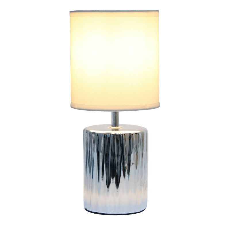 11.61" Tall Ruffled Capsule Bedside Table Desk Lamp with White Drum Fabric Shade - Simple Design, 2 of 10