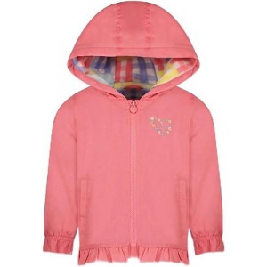 LONDON FOG Girls Lightweight Fleece Lined Hooded Spring Jacket - 1 of 3