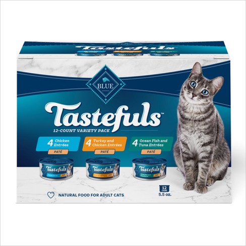 Blue Buffalo Tastefuls Natural Pate Wet Cat Food Variety Pack Chicken Turkey Chicken And Seafood Tuna 5.5oz 12ct Target