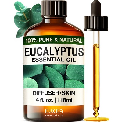 KUKKA Eucalyptus Essential Oil - 100% Pure & Natural Eucalyptus Oil for Diffuser, Humidifier, Skin, Hair (4 Fl Oz/118 ml)