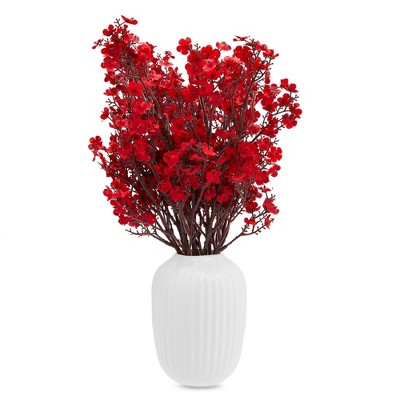Stockroom Plus 6 Pack Silk Artificial Baby's Breath Flowers with Stem, Babies Breath Faux Flower Bouquet Arrangement, 20 inch, Red