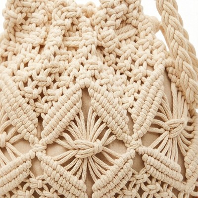 Сумки Alilang Macrame Bucket Bag Knotted Rope Handbag Drawstring Shoulder Bag Textured Woven Crossbody Style Lightweight Boho Purse - Light Beige — фото 3