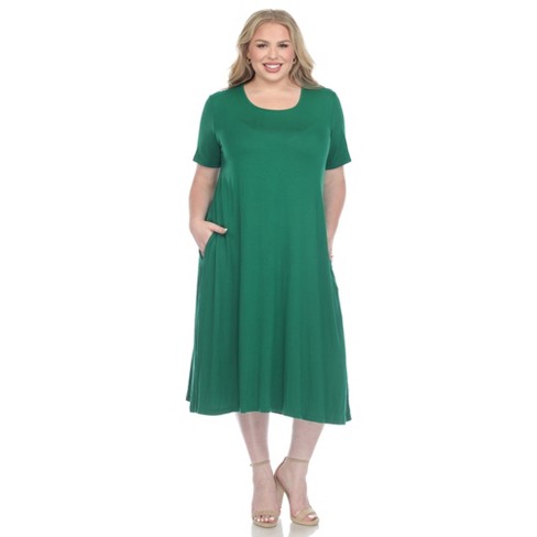 White Mark Plus Size Short Sleeve Midi Dress - Green, 2x : Target