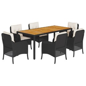vidaXL Garden Dining Set Black, Cream white - 1 of 4