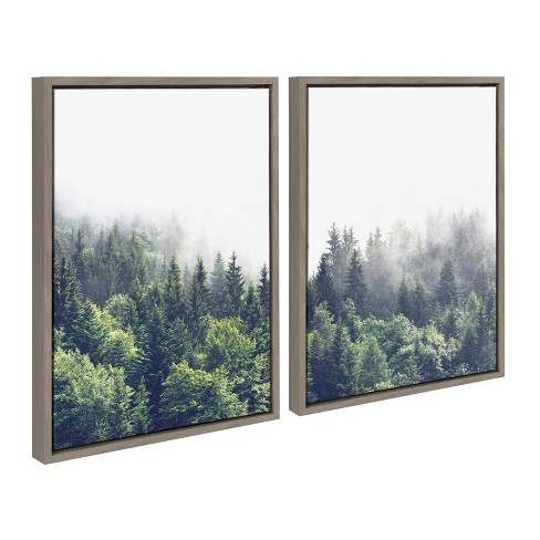 (Set of 2)  Sylvie Foggy Day Framed Canvas Set by Creative Bunch - Kate & Laurel All Things Decor - image 1 of 4