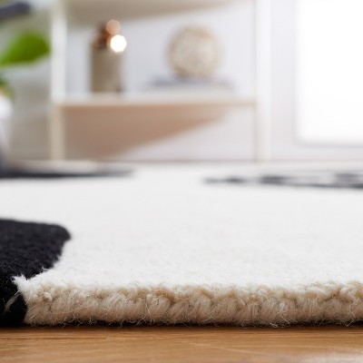Ivory and Black Hand-Tufted Wool Square Area Rug