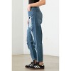 Slickblue Women's Destroyed Mom Fit Jeans, High Waist, Stretch Denim, Zipper Closure, Size 27/5-29/9, Blue - 4 of 4