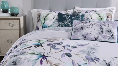 King Gray Floral Cotton Reversible Comforter Set