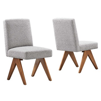 Modway Lyra Boucle Fabric Dining Room Side Chair - Set of 2