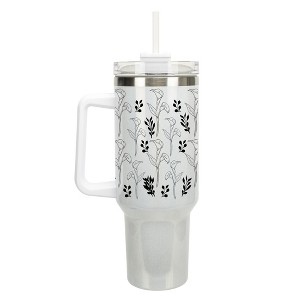 Elanze Designs Calla Lily Flower Floral Pattern 40 oz. Stainless Steel, Large Water Bottle Coffee Mug, Spill & Leak Resistant, Thermal Travel Tumbler - 1 of 1