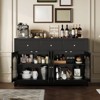 55" Sideboard Buffet Cabinet, Wood Coffee Bar Cabinet with Glass Door & 3 Drawers, Modern Media Console Table, Kitchen Pantry Cabinet - 2 of 4