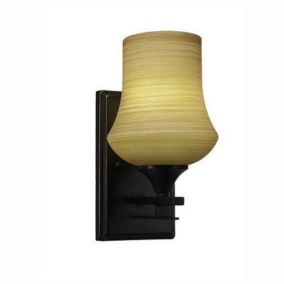 Toltec Lighting Uptowne 1 - Light Sconce in  Dark Granite with 5.5" Zilo Cayenne Linen  Shade