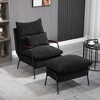 HOMCOM Accent Chair with Ottoman, Reclining Comfy Chair with Adjustable Backrest, Steel Frame and Pillow for Living Room, Bedroom - 2 of 4