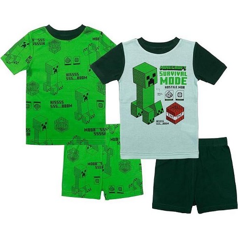 Minecraft Big Boy's 4-piece Cotton Pajama Set, Survival Mode, 10 : Target