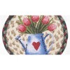 Earth Rugs Tulip Watering Can Round Coaster – 7"x7" Braided Jute, Spring Garden Theme, Hand-Stenciled Design - 3 of 3