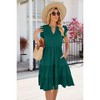 Women's Summer Casual Dress V Neck Short Sleeve Midi Sundress Party Dress Flowy Tiered Beach Dresses - 3 of 4