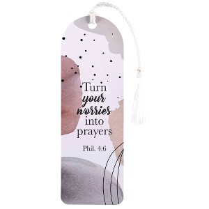 Dicksons BKMTL-522 Turn Your Worries Into Prayers Pink Watercolor 2 x 6 Paper and Tassel Curved Top Encouraging Tassel Bookmark, Pack of 12 - 1 of 2