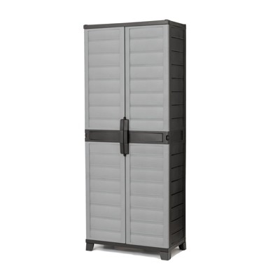 Costway Plastic Storage Cabinet 68" H Vertical Storage Shelving Unit for Office Grey