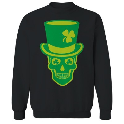 Rerun Island Men's Irish Skull Long Sleeve Graphic Cotton Sweatshirt
