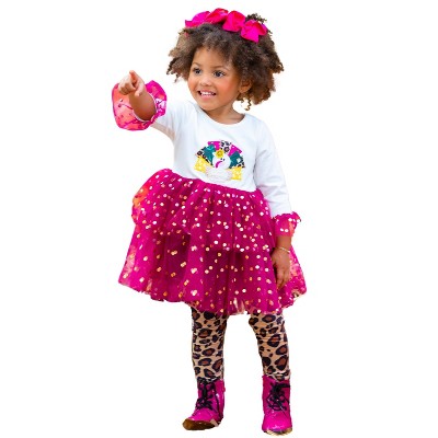 Girls Sparkle Turkey Tulle Tunic And Leopard Legging Set - Mia Belle Girls  : Target