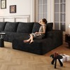 135 Inch Plush Corduroy Fabric Camel Cloud Sectional Couch with L-Shape Chaise Modern Modular Sofa for Living Room Apartment - 3 of 4