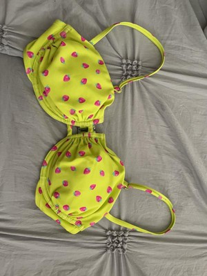 Victoria Secret 38DDD XXL Wicked Bikini Top Bottom Set Yellow Strawberry  VLV 