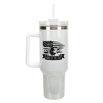 100 North Land Of The Free Bald Eagle Bird American Flag Wrap-Around 40 Oz. Stainless Steel Water Bottle Coffee Mug, Spill & Leak Resistant, Travel