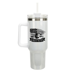 100 North Land Of The Free Bald Eagle Bird American Flag Wrap-Around 40 Oz. Stainless Steel Water Bottle Coffee Mug, Spill & Leak Resistant, Travel - 1 of 4