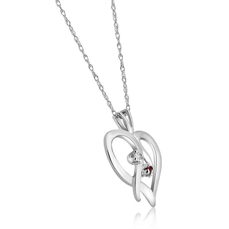 Pompeii3 Ruby & Diamond Necklace Heart Shape Pendant in 14k White, Yellow, or Rose Gold, 3 of 6