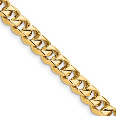 Black Bow Jewelry 7mm 14K Yellow Gold Solid Classic Curb Chain Bracelet, 8 Inch