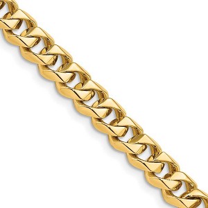 Black Bow Jewelry 7mm 14K Yellow Gold Solid Classic Curb Chain Bracelet, 8 Inch - 1 of 3