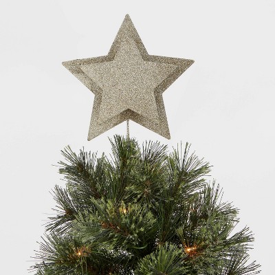 9.5in Unlit Layered Metal Star Tree Topper Champagne - Wondershop™