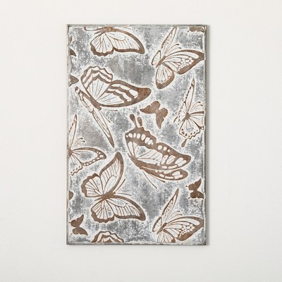 24.25"H Sullivans Metal Relief Butterfly Panel, Gray