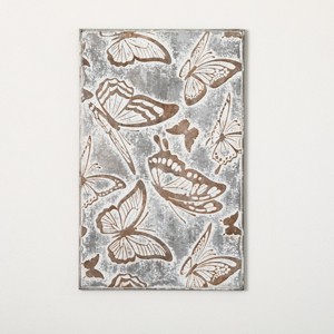24.25"H Sullivans Metal Relief Butterfly Panel, Gray - 1 of 4