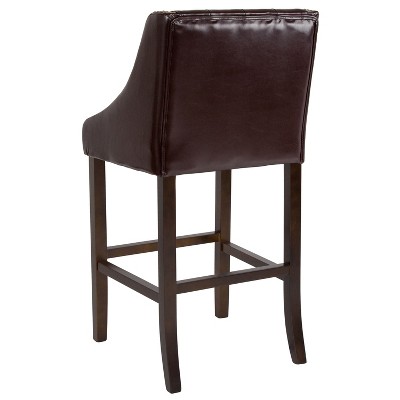 Saddle Style 32" Brown Leather and Wood Barstool