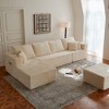 133.86" Cloud Modular U-Shaped Sectional Sofa with Ottoman, Soft Corded Fabric, Deep Seat Frameless Couch, High-Density Foam, No Assembly Required - 3 of 4