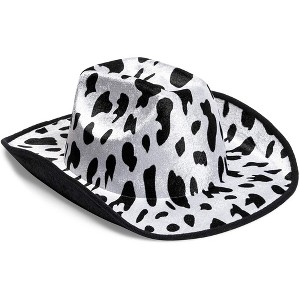 Zodaca Cow Print Cowboy Hat for Men, Women, Western Cowgirl Hat for Halloween Costume, Birthday Party, Unisex, Adult Size - 1 of 4